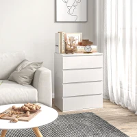 HOMCOM Commode 4 tiroirs meuble de rangement sans poignées design minimaliste 60 x 40 x 80 cm blanc(m-7)