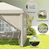 Outsunny Tonelă de grădină exterioară 6x3 m tonelă pliabilă cu panouri anti-UV înălțime reglabilă cu sac de transport bej(m-4)