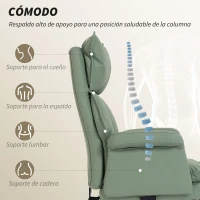 HOMCOM Silla de Escritorio con Reposapiés Respaldo Reclinable Alto Acolchado Grueso Tapizada en Cuero Sintético Ruedas Verde(m-4)