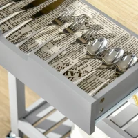 HOMCOM Desserte de service chariot de cuisine à roulettes avec plan de travail en bois hévéa - 2 étagères, 1 tiroir et 1 porte-torchon(m-8)