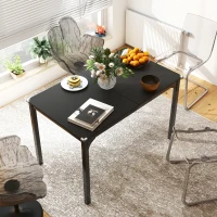 HOMCOM Table à manger extensible de 4 à 6 personnes, pieds en acier, pour petits espaces, salle à manger, noir(m-8)