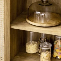 HOMCOM Meuble de rangement buffet 1 porte cannage effet bois - dim. 80L x 39l x 70H cm(m-9)