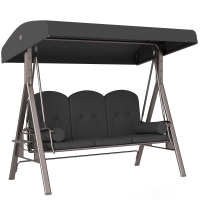 Outsunny Hollywoodschommel 3-zits tuinschommel met zonnescherm, dienblad en zitkussen tot 360 kg Donkergrijs