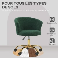 Vinsetto Chaise de bureau, fauteuil de bureau ergonomique réglable en hauteur, siège pivotante, piètement en acier, vert(m-6)