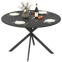 HOMCOM Mesa de Comedor Redonda para 4 Personas Estilo Industrial con Patas de Acero, Ø120x75, Negro(m-7)