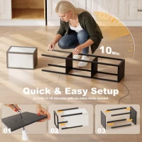 HOMCOM Lámpara de Pie con Estantes, Luz Regulable, Interruptor de Pedal y Puertos USB, Negro(m-4)