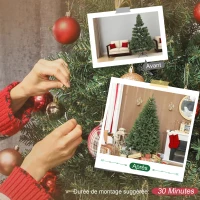 HOMCOM Sapin de Noël artificiel 180 cm, arbre de Noël réaliste avec 1687 pointes de branche articulée, support en métal, vert(m-7)