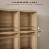 HOMCOM Meuble de rangement multimédia 456 CD/ 336 DVD - bibliothèque en bois avec étagères réglables 89 x 130,5 cm bois naturel(m-5)