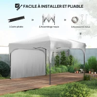 Outsunny Tonnelle tente barnum de jardin pliant avec paroi latérale amovible + sac de transport acier tissu Oxford(m-5)