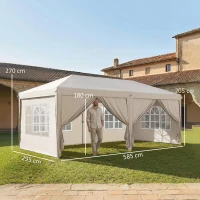 Outsunny Tonelă de grădină exterioară 6x3 m tonelă pliabilă cu panouri anti-UV înălțime reglabilă cu sac de transport bej(m-3)