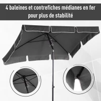 Outsunny Parasol de jardin Parasol droit rectangulaire inclinable alu métal polyester haute densité 2 x 1,3 m gris(m-8)