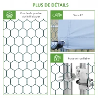 PawHut Enclos poulailler chenil volière extérieur 18 m² - Parc grillagé dim. 3L x 6l x 2H m - Espace Couvert - Acier galvanisé(m-7)