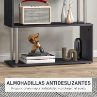 HOMCOM Librería en Forma S Estantería para Libros de 4 Niveles Mueble Estantería para Salón Oficina Estudio 80x30x145 cm Negro(m-6)