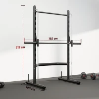 HOMCOM Adjustable Squat Rack, with Pull Up Bar, Barbell Bar for Home Gym(m-3)