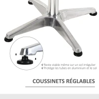 HOMCOM Table de Bar Table de Cuisine Salle à Manger Mange-debout Hauteur réglable Plateau INOX(m-6)