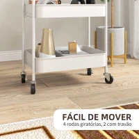 HOMCOM Carrinho Auxiliar de 3 Níveis com Rodas Carrinho de Armazenamento Deslizante para Cozinha Sala 45x30,6x79 cm Branco(m-5)