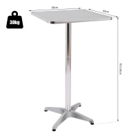 HOMCOM Table de Bar Table de Cuisine Salle à Manger Mange-debout Hauteur réglable Plateau INOX(m-3)