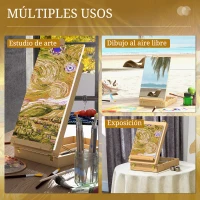 Vinsetto Caballete de Mesa de Madera Caja de Caballete Plegable con Compartimentos y Altura Ajustable 27x41,5x74,5 cm Natural(m-8)