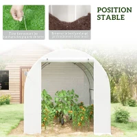 Outsunny 296 x 196cm Steel Frame Polytunnel Greenhouse - White(m-7)