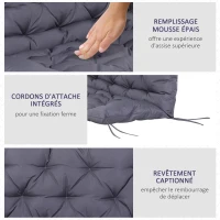 Outsunny Coussin Matelas Assise Dossier pour Banc de Jardin balancelle canapé 2 Places Grand Confort 132 x 110 x 10 cm Gris(m-6)