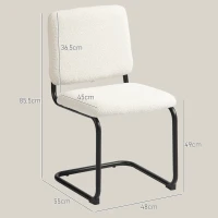 HOMCOM Chaise salle à manger, chaise de cuisine avec revêtement en effet laine boucleé, siège rembourré et pieds en acier crème(m-3)
