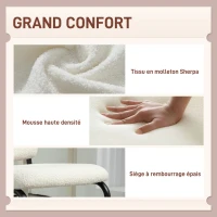 HOMCOM Chaise salle à manger, chaise de cuisine avec revêtement en effet laine boucleé, siège rembourré et pieds en acier crème(m-5)