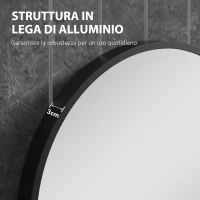 HOMCOM Specchio Bagno Ovale da Parete con Cornice in Alluminio, Verticale o Orizzontale, 60x90cm, Nero(m-5)