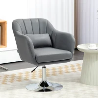 HOMCOM Fauteuil de salon coussins lombaires hauteur réglable pivotant 360° piètement en métal gris foncé(m-10)