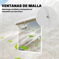 Outsunny Invernadero de Túnel 3,5x2x2 m con 6 Ventanas de Malla y Puerta Enrollable con Cremallera Anti-UV Blanco(m-5)