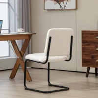 HOMCOM Chaise salle à manger, chaise de cuisine avec revêtement en effet laine boucleé, siège rembourré et pieds en acier crème(m-8)