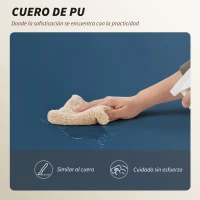 HOMCOM Silla de Escritorio con Reposapiés Respaldo Reclinable Alto Acolchado Grueso Tapizada en Cuero Sintético Ruedas Azul(m-8)