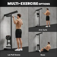 SPORTNOW Wall Mounted Lat Pull Down Machine, Crossover Cable Machine with High & Low Pulleys for Home Gym Full Body Workout(m-4)