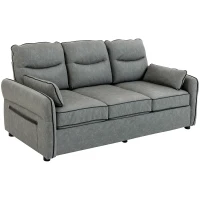 HOMCOM 3 Seater Sofa, Faux Leather Couch - Grey(m-11)