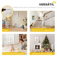 PawHut Parque para Cães Dobrável com 8 Painéis Porta com Fecho Duplo Barreira de Segurança para Escada Corredor Branco(m-4)