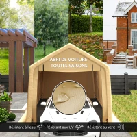 Outsunny Carport tente de garage 3 x 5,2 m, abri voiture extérieur carport pour voiture avec porte enroulable amovible jaune(m-4)