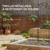 Outsunny Lot de 2 treillis de jardin, support pour plantes grimpantes en acier, 50L x 180H cm, noir(m-6)