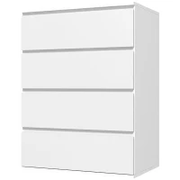 HOMCOM Commode 4 tiroirs meuble de rangement sans poignées design minimaliste 60 x 40 x 80 cm blanc(m-1)