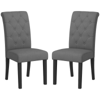 HOMCOM Lot de 2 chaises de Salle à Manger Chaise de cuicine Grand Confort Pieds en Bois Lin 47 x 61 x 101 cm gris foncé