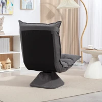 HOMCOM Fauteuil relax fauteuil salon design capitonné inclinaison dossier réglable pivotant 360° revêtement lin gris chiné(m-8)