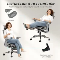 HOMCOM Ergonomic Office Chair, High Back Mesh Desk Chair, Grey(m-8)