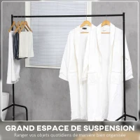 HOMCOM Portant à Vêtements avec Roulettes Tringle a Vêtement solide Charge 140 Kg 180 x 60 x 170 cm Porte-Manteau en acier noir(m-4)