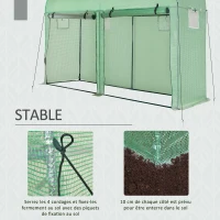 Outsunny Serre de jardin 3 m² en PE, serre d'extérieur avec bâche renforcée 140 g/m² Anti-UV, châssis en acier, 2 portes zippées déroulantes et 4 fenêtres enroulables, 3 x 1 x 2 m, vert(m-6)