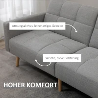 HOMCOM 2 w 1 sofa rozkładana 205 x 88 cm z funkcją łóżka, kanapa z poduszką, wygląd lnu, szary(m-4)