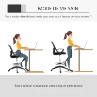 Vinsetto Fauteuil de bureau chaise de bureau assise haute réglable tabouret de bureau pivotant 360° maille respirante(m-4)