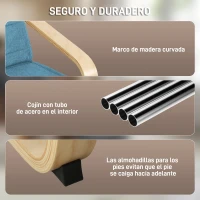 HOMCOM Sillón de Salón con Reposapiés Ajustable Butaca Tapizada en Lino Sintético para Oficina Dormitorio 66,5x94x100cm Azul(m-6)
