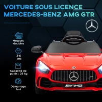 AIYAPLAY Voiture électrique enfants sous licence Mercedes-Benz AMG GTR 12V télécommande 2,4G max. 5 km/h 108 x 67 x 46 cm rouge(m-4)