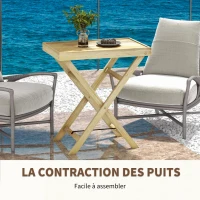 Outsunny Table de jardin extérieur rectangulaire en bois pour balcon terrasse 68L x 44l x 75H cm Naturel(m-5)