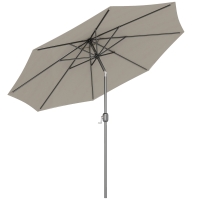 Outsunny 3m Parasol Patio Umbrella, Outdoor Sun Shade with Tilt and Crank Handle for Balcony, Bench, Garden, Light Grey