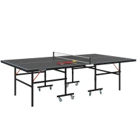 SPORTNOW Table de tennis de table pliable compacte avec 8 roulettes pour intérieur et extérieur 274 x 152,5 x 76 cm gris(m-11)