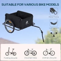 HOMCOM Two-Wheel Bicycle Large Cargo Wagon Trailer Oxford Fabric, Folding Storage, & Removable Cover, Red&Black(m-4)